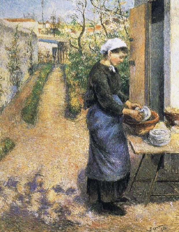 Camille Pissarro Dish washing woman oil painting image